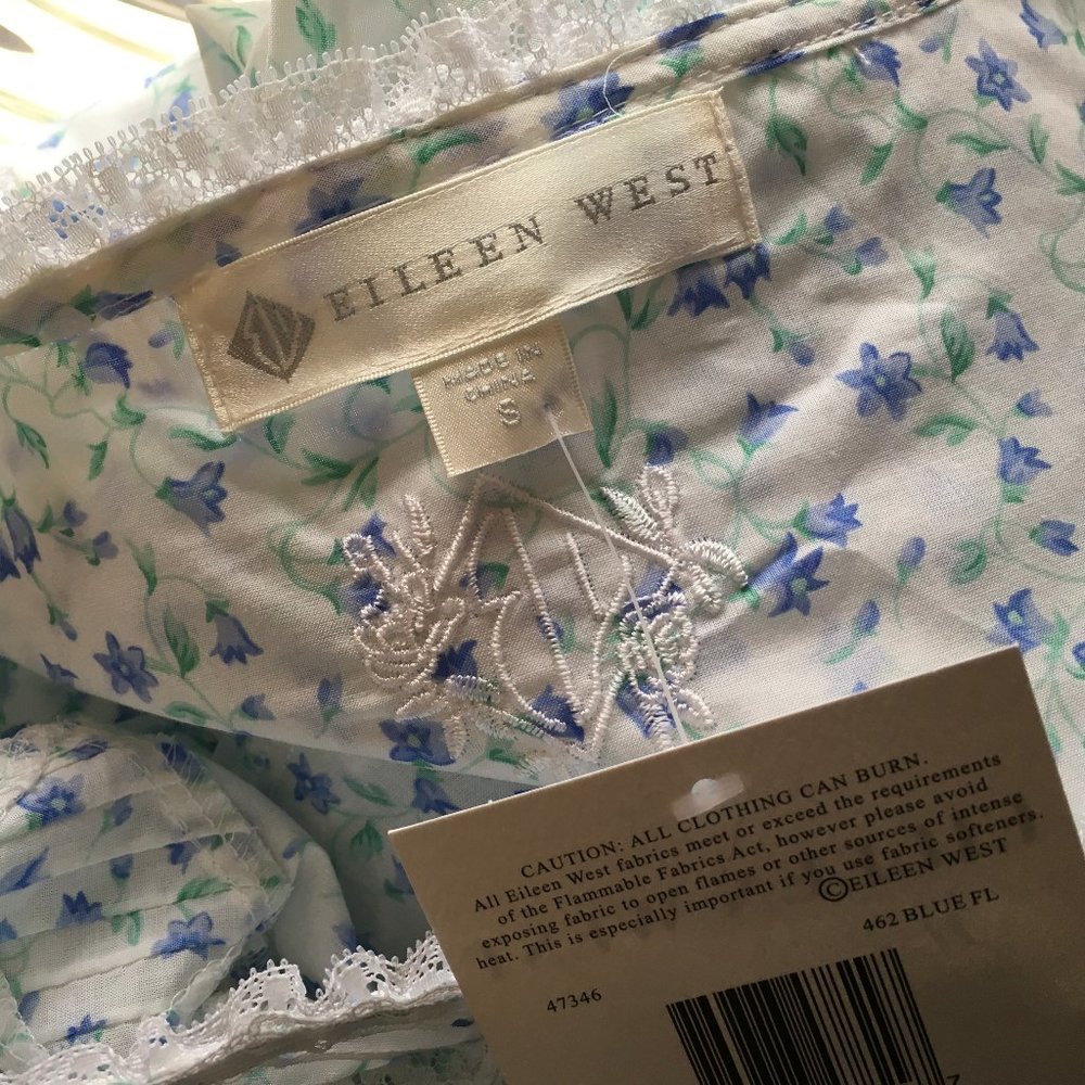 Eileen West Button Front Full Length Gown/Robe with Bluebell Print Size S - Picture 12 of 15